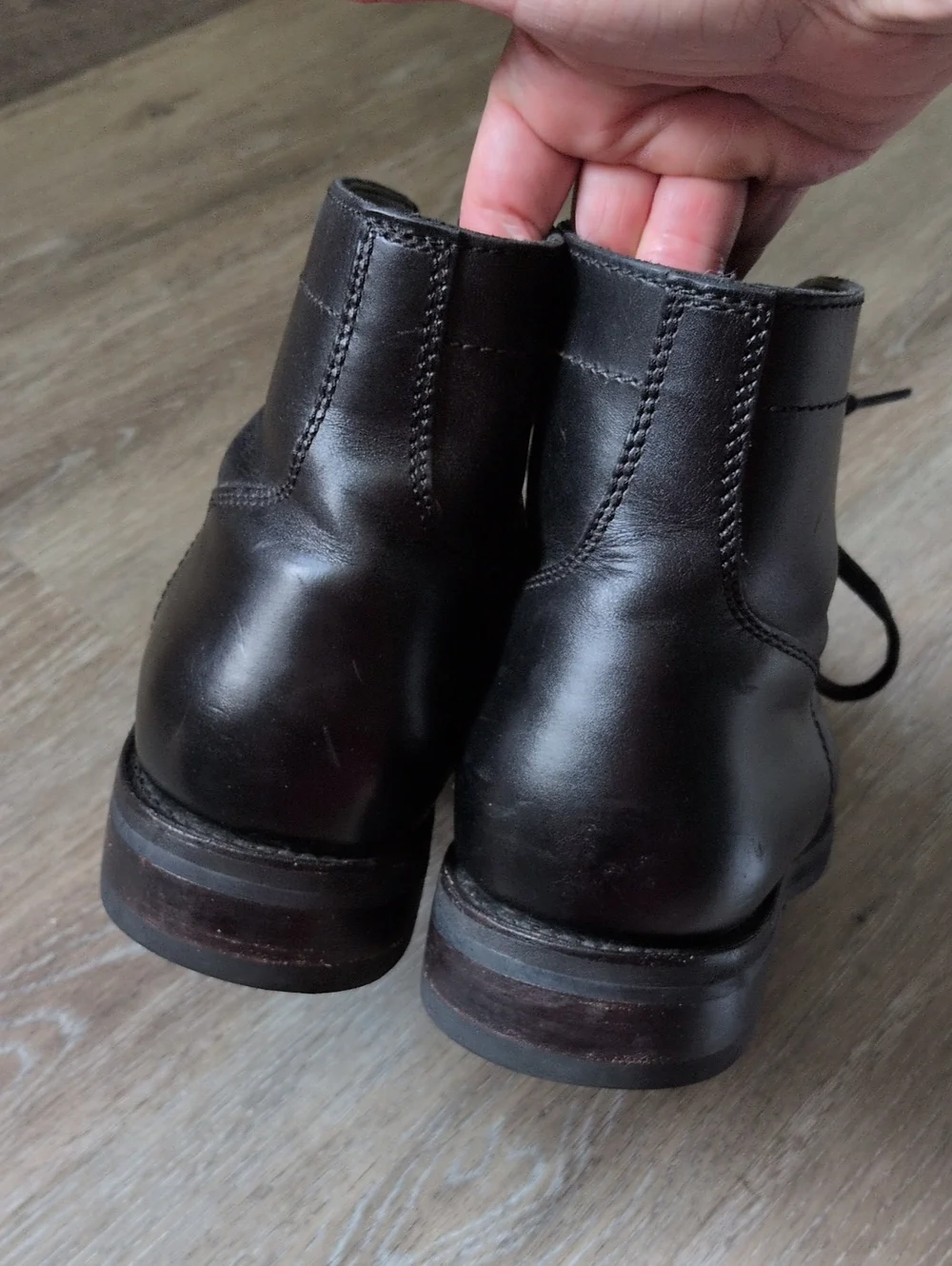 Thursday Boot Company Size 9.5 Captain Black Leather Lace-Up Cap-Toe Ankle Boots